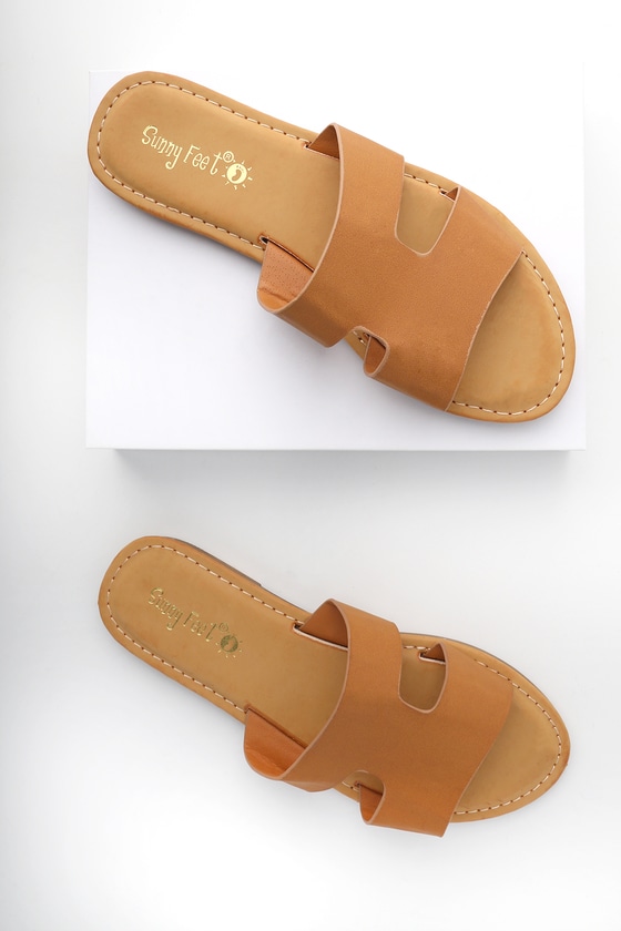 tan slide heels