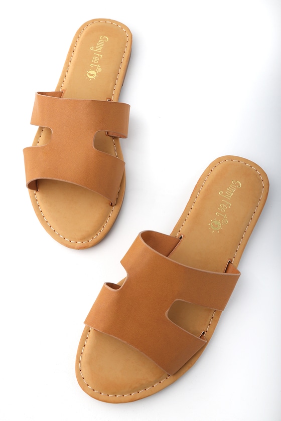 tan slide heels