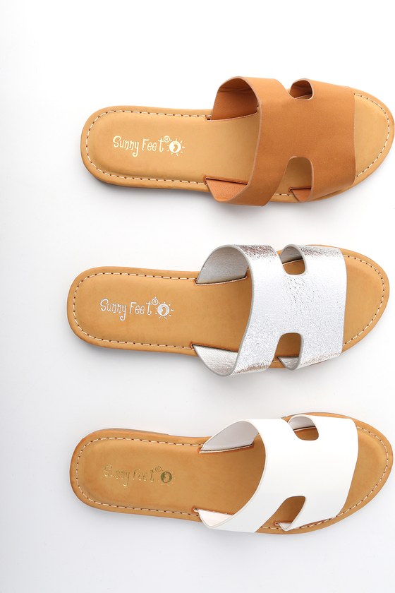tan slide heels