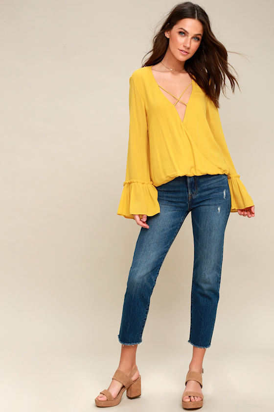 Ryland Mustard Yellow Long Sleeve Top 1