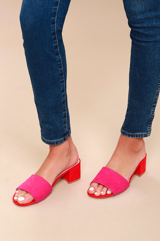 Jax Fuchsia Suede Mules 5