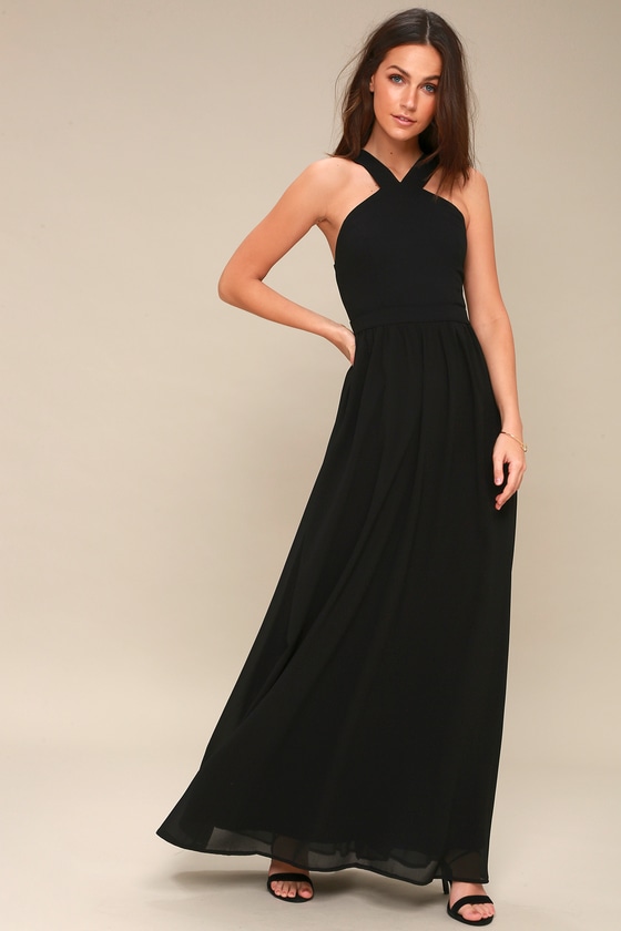 Beautiful Black Dress - Maxi Dress - Halter Dress - Lulus