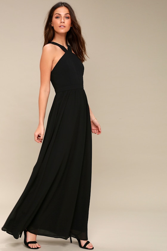 Air of Romance Black Maxi Dress 2