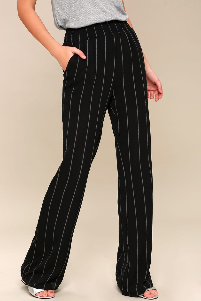 Chic Black and White Striped Pants - Striped Wide-Leg Pants - Lulus