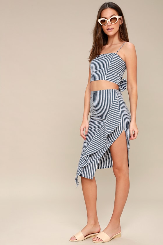 Down By The Bay Blue and White Striped Two-Piece Dress 2