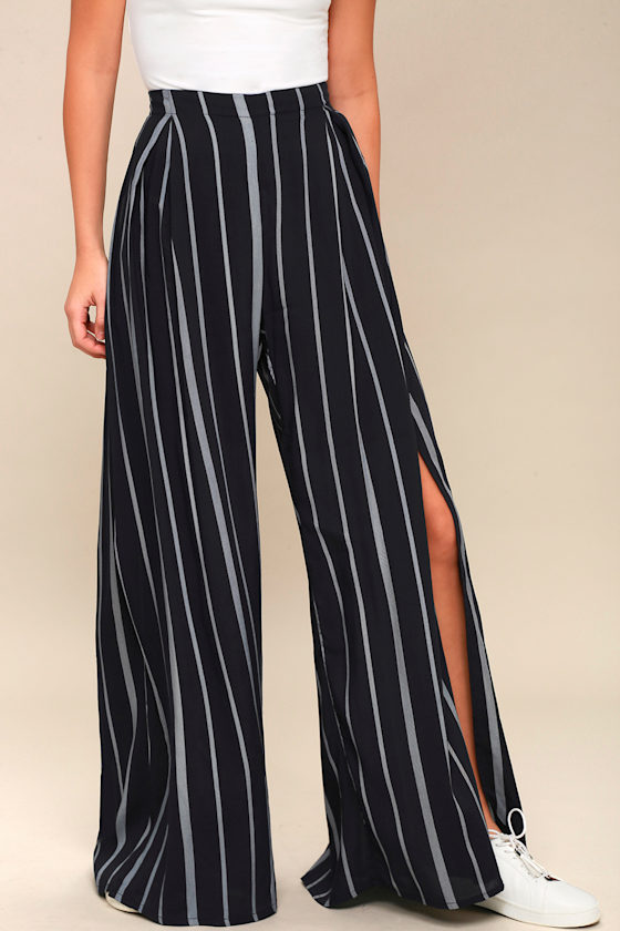 Wide Leg Casual Striped Pants