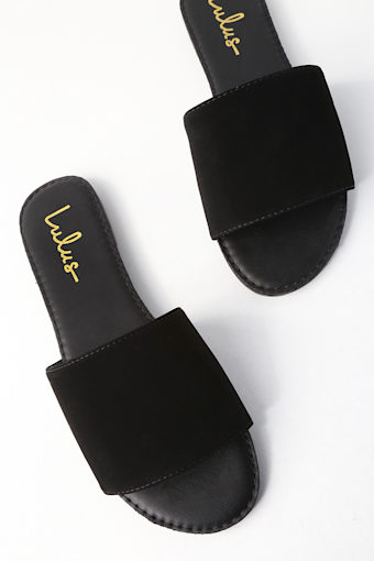 Addison Black Nubuck Slide Sandals 4