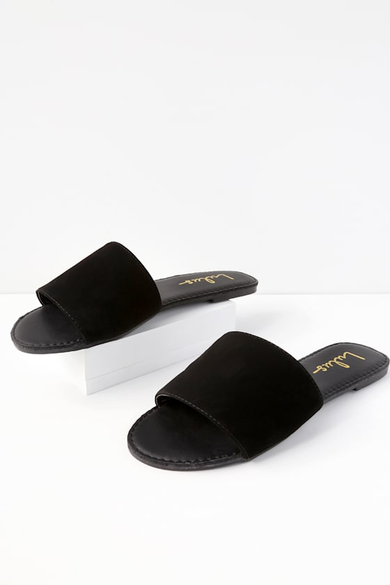 Addison Black Nubuck Slide Sandals - $13 : Fashion at Lulus.com - Image 4