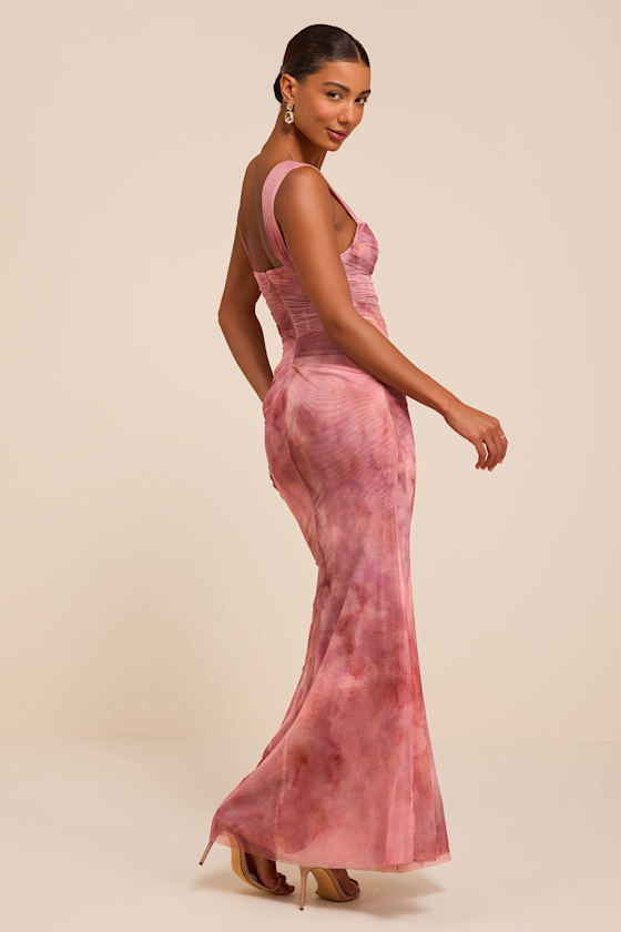 Cecily Pink Mesh Bustier Maxi Dress 3