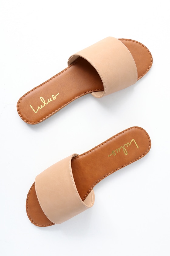 Natural Slide Sandals - Nude Sandals 
