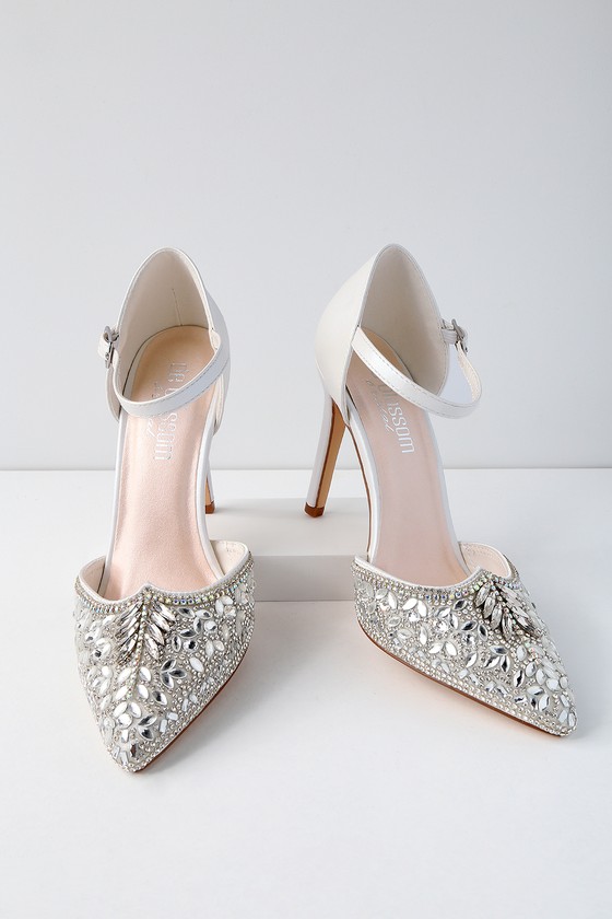 white bling heels
