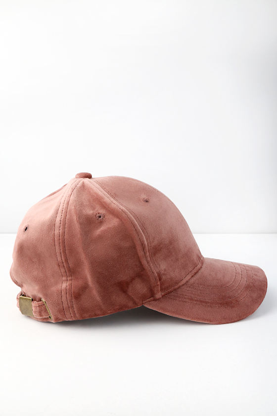 Pink velvet baseball cap