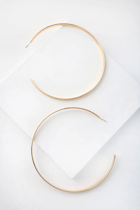 Trendy Oversized Flat Hoop Earrings Brushed Gold Earrings Lulus