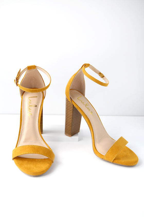 Sexy Yellow Heels Ankle Strap Heels Single Sole Heels Lulus