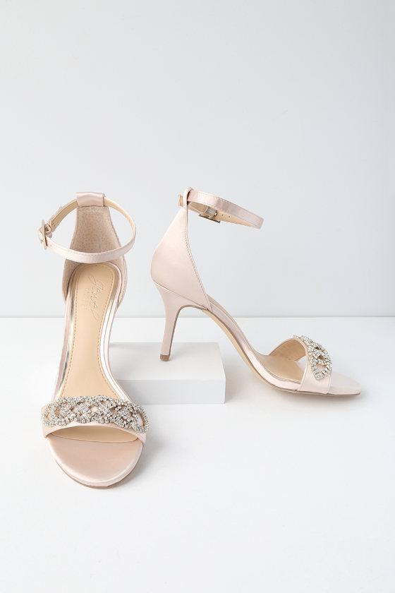 Alana Champagne Satin Ankle Strap Heels 5