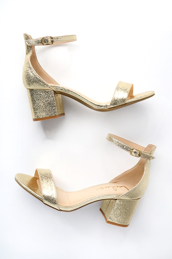 ankle strap gold heels