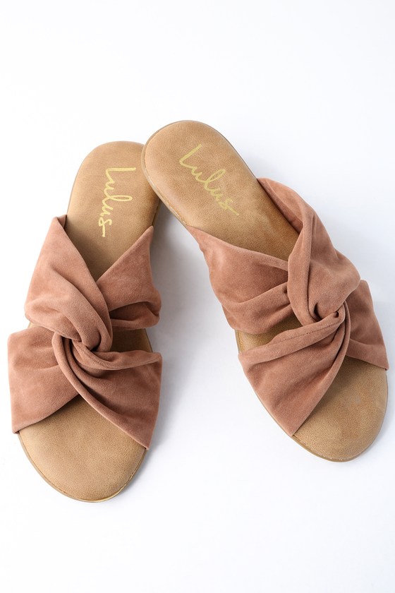 Cute Camel Sandals - Vegan Leather Sandals - Slide Sandals - Lulus