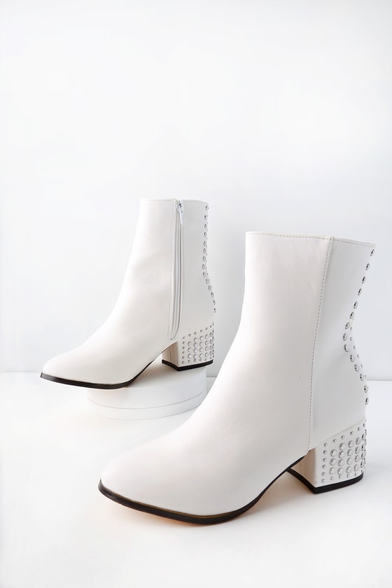 white mid calf boots