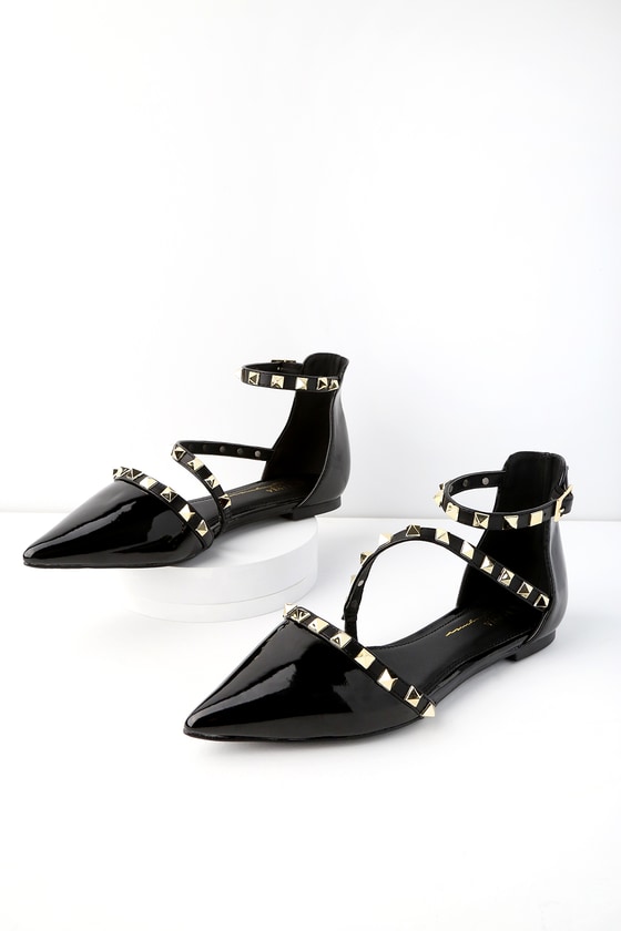 studded pointed toe flats