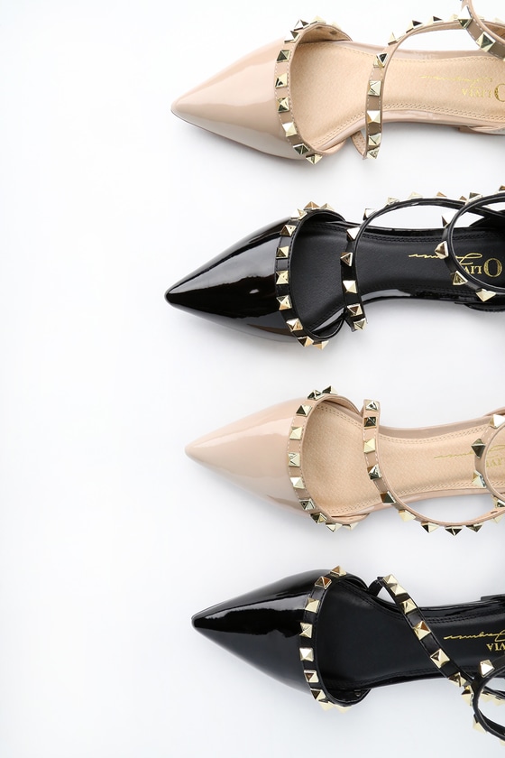 pointed toe flats studded