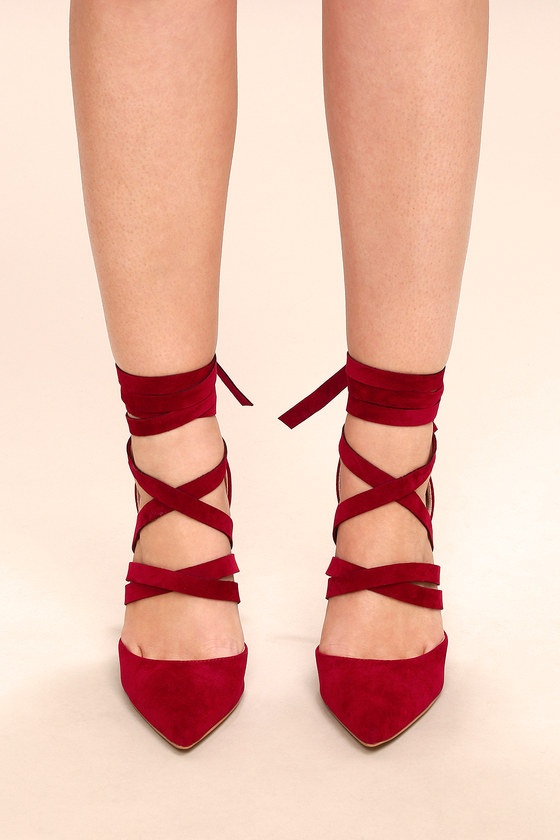 lace up suede heels