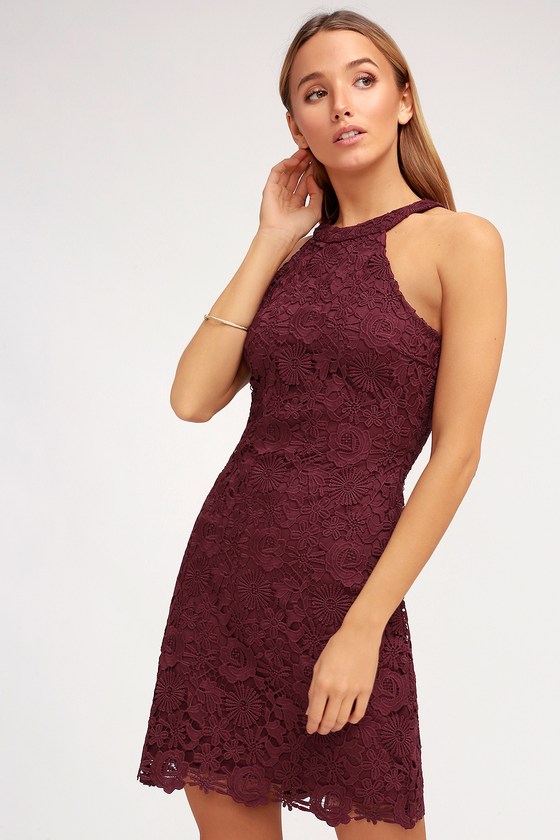 love poem burgundy lace dress