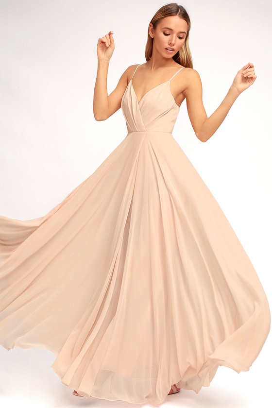 Lovely Blush Pink Dress Maxi Dress Gown Bridesmaid Dress Lovely Blush Pink Dress Maxi Dress Gown Bridesmaid Dress