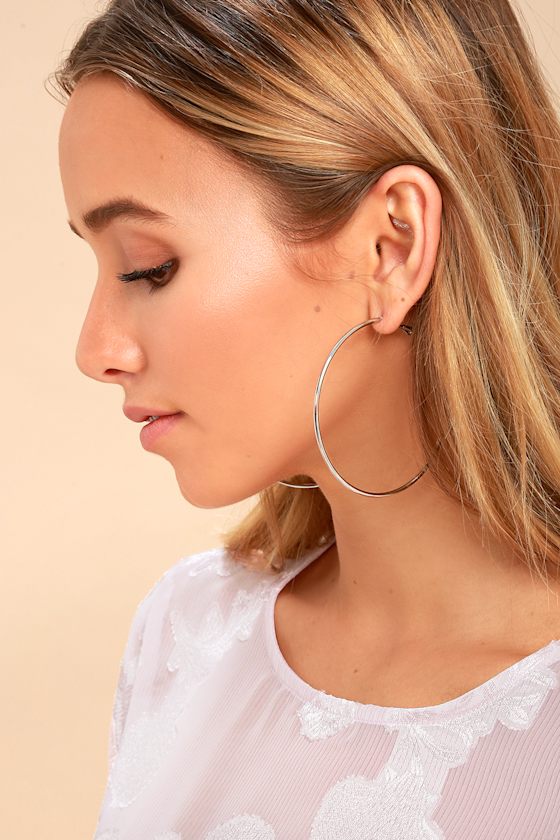 Miley Silver Hoop Earrings 1