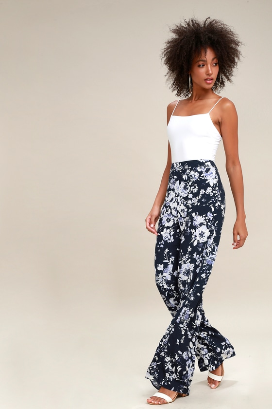 navy print pants