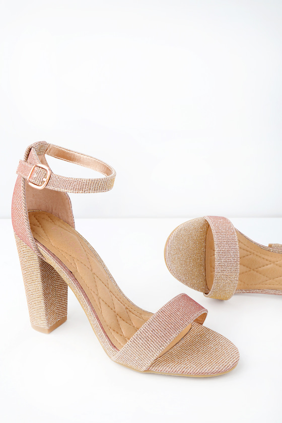 high heels rose gold glitter