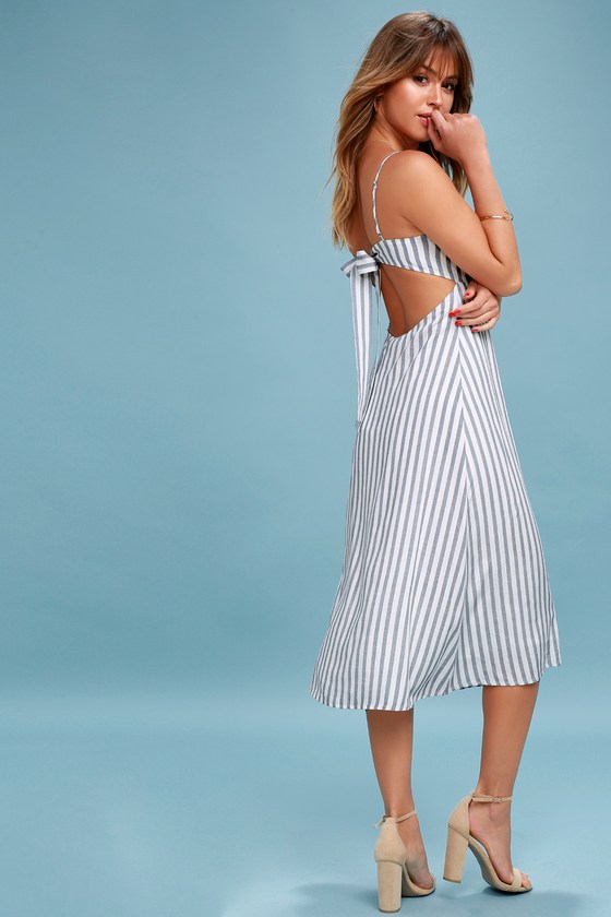 striped dress blue and white