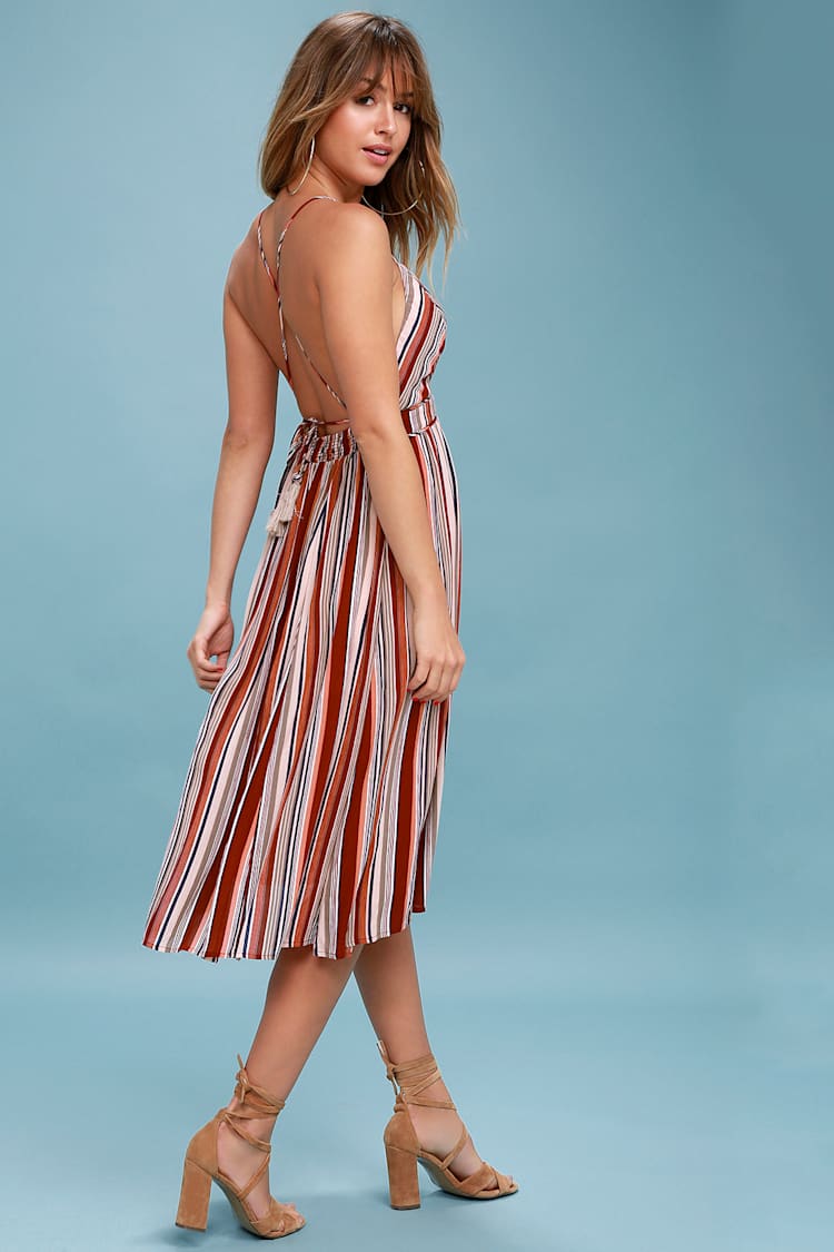 backless striped dress Shop Blue Backless Striped Maxi Dress - for Women | OUTZIDR