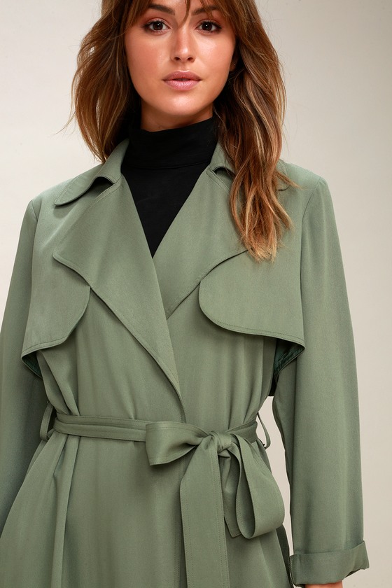 Classic Washed Olive Green Coat - Trench Coat - Long Coat - Lulus
