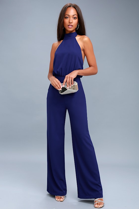 Moment For Life Royal Blue Halter Jumpsuit 1
