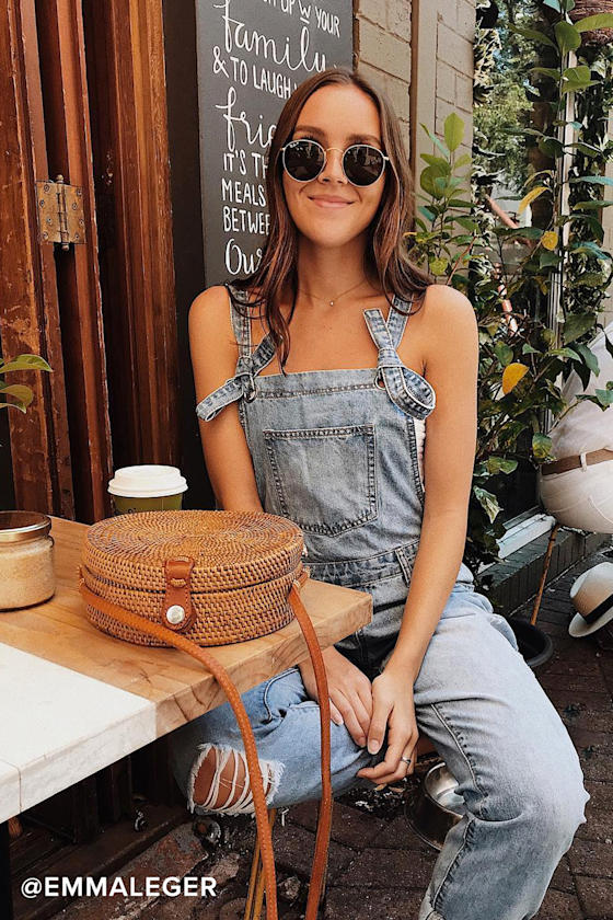 Glamorous Dolores Park Light Wash Distressed Denim Overalls 8