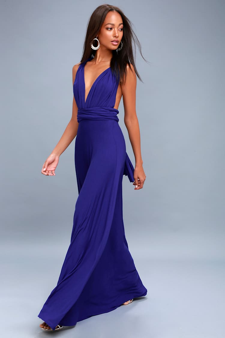 Purple Lulus Multiway Dress Tricks Of The Trade Royal Blue Maxi Dress