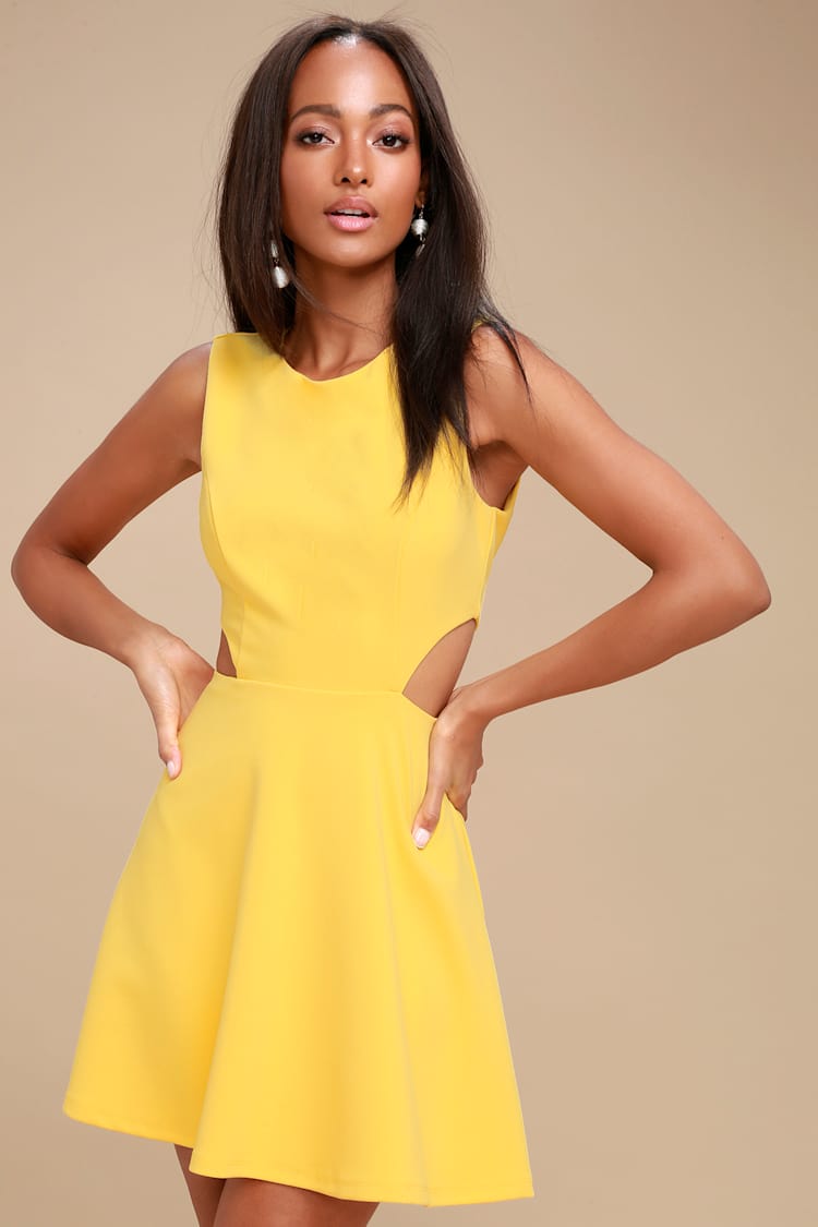 Chic Yellow Dress - Skater Dress - Cutout Dress - Lulus Chic Yellow Dress - Skater Dress - Cutout Dress - Lulus