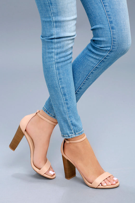 Taylor Almond Stacked Ankle Strap Heels 1