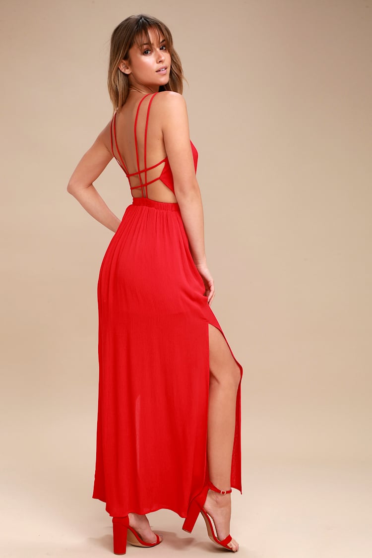 Lost in Paradise Red Maxi Dress