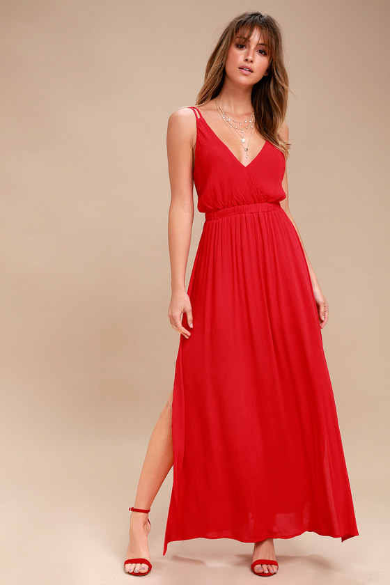 Lost in Paradise Red Maxi Dress