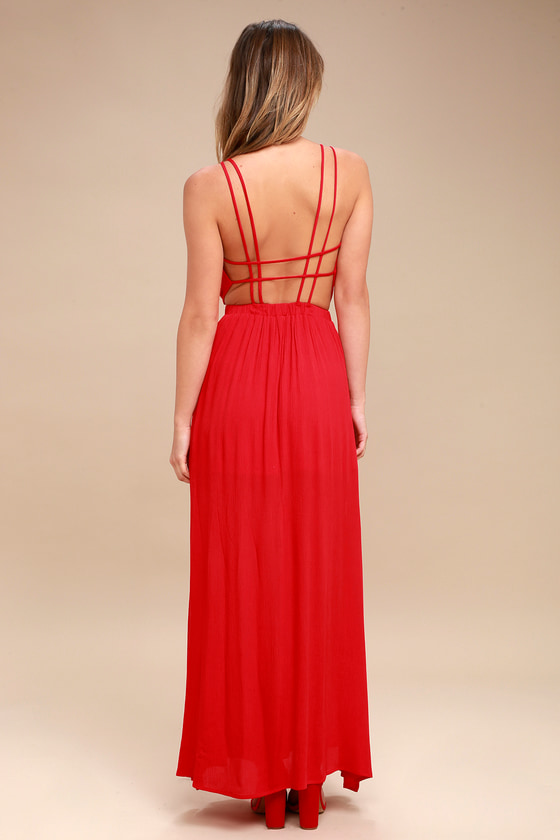 Lovely Red Dress - Strappy Dress - Backless Maxi Dress - Lulus