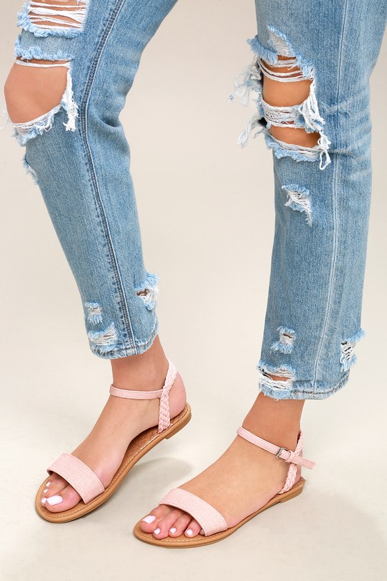 flat blush pink sandals