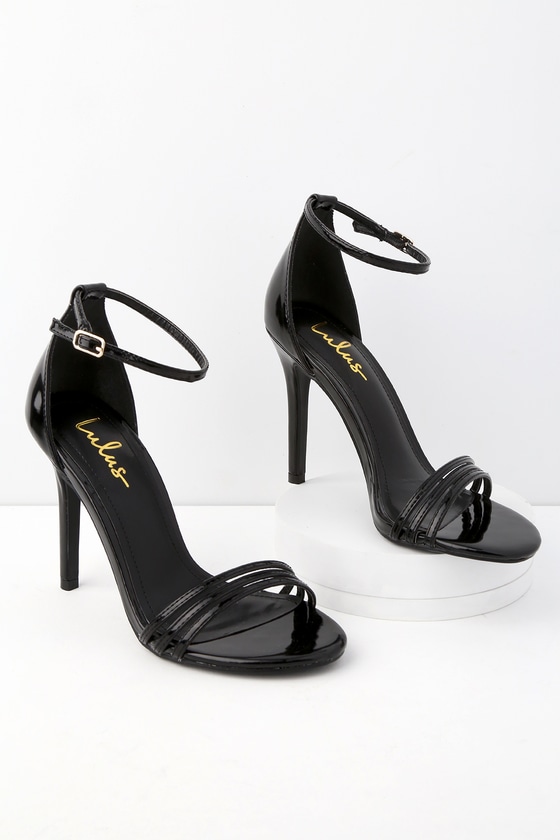 Chic Ankle Strap Heels - Black Patent Heels - Party Heels - Lulus