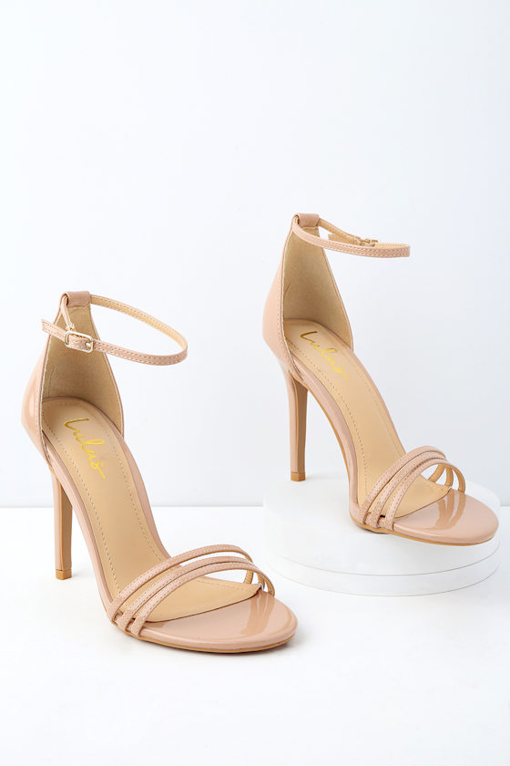 Iva Nude Patent Ankle Strap Heels 2