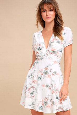 white flower skater dress Bloom Skater Dress V2 in White