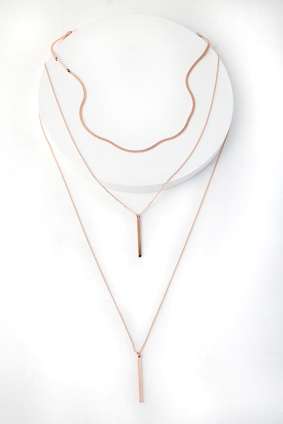 Rose gold layered choker necklace sale