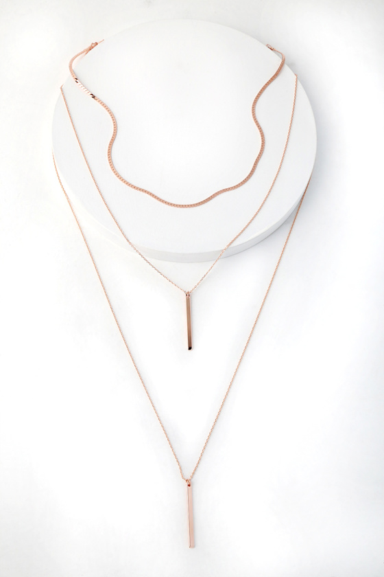 Sleek Peek Rose Gold Layered Choker Necklace 1