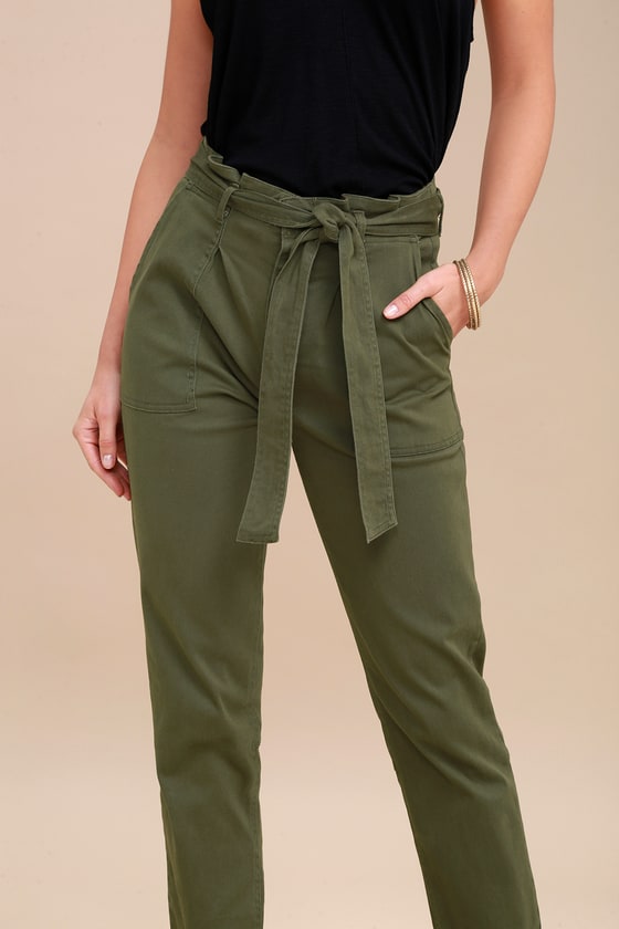 olive green pants suit