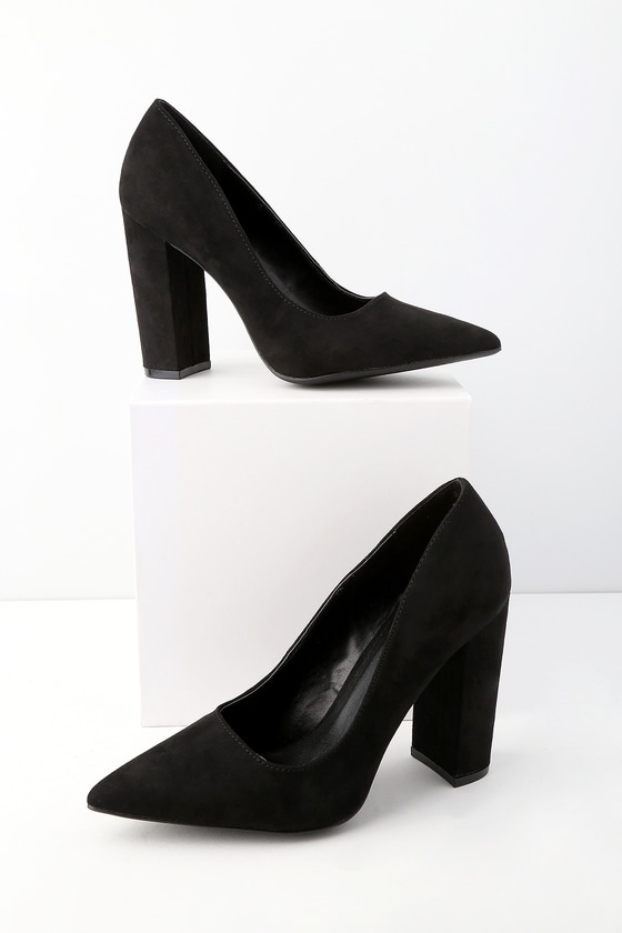 black block heel pumps