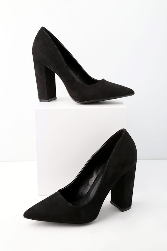 Chic Vegan Black Suede Pumps Suede Pumps Block Heel Pumps Lulus